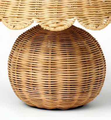 Table lamp with woven rattan base