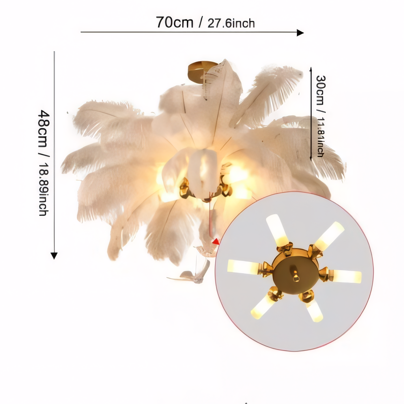 ∅ 27.6″ x H 18.9″/ Dia 70 cm x H 48 cm-6 Holders