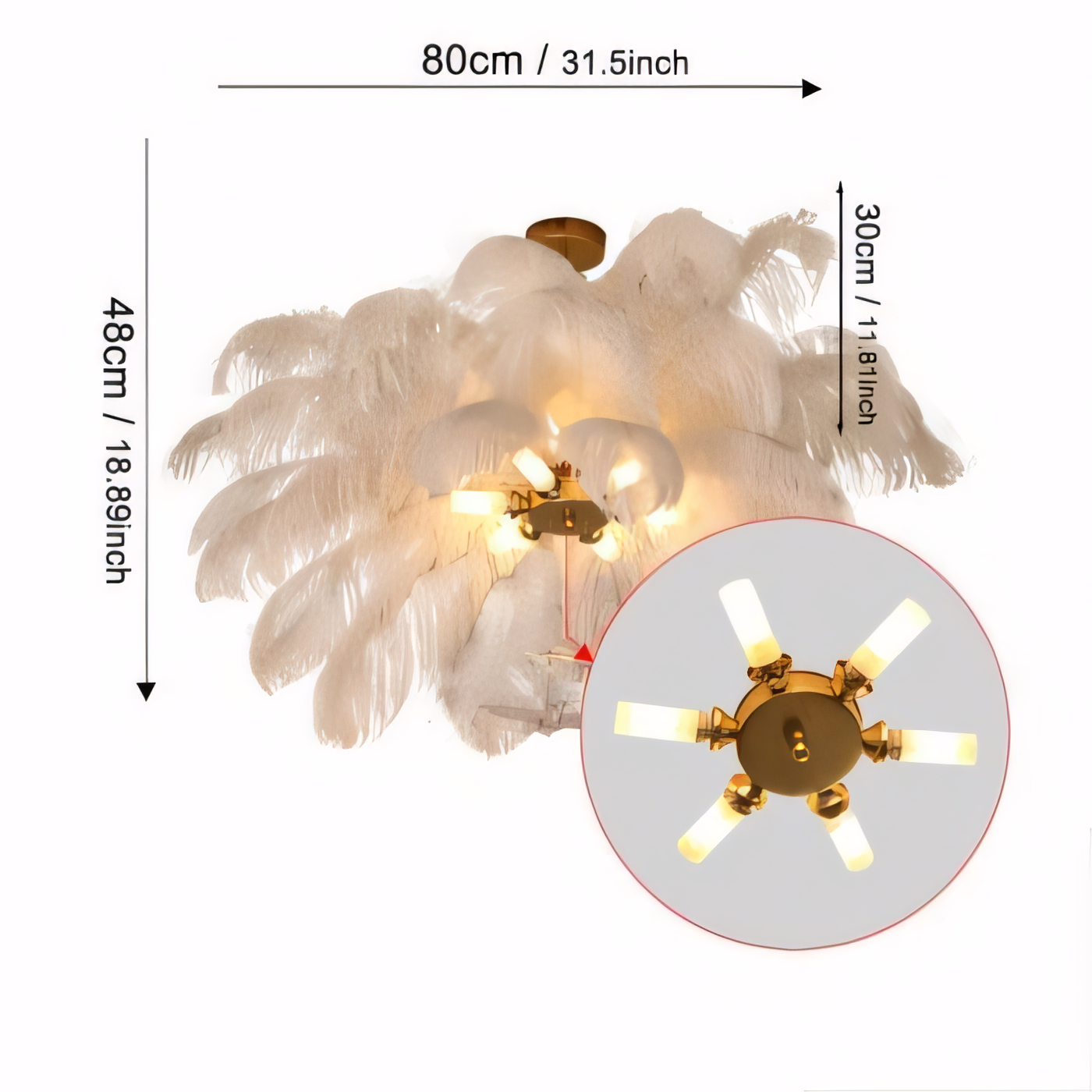 ∅ 31.5″ x H 18.9″/ Dia 80 cm x H 48 cm-6 Holders