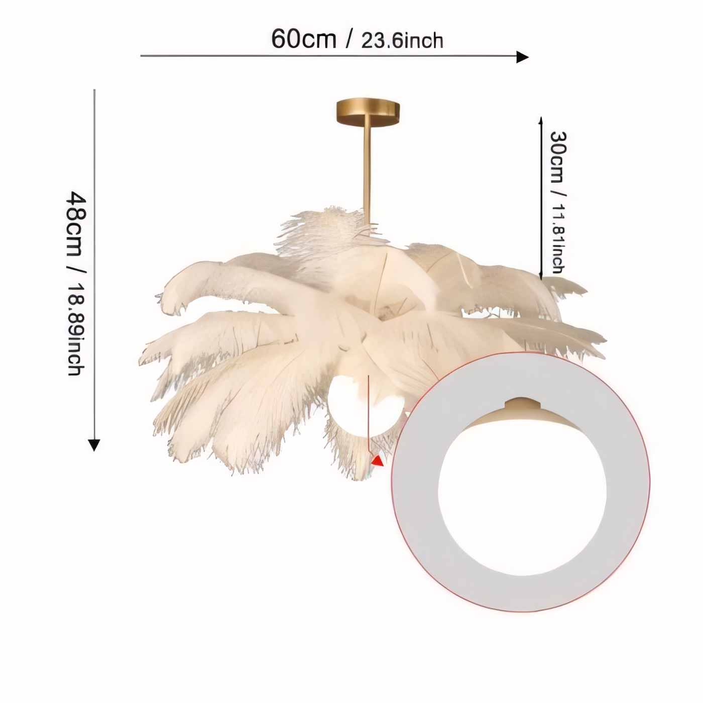 ∅ 23.6″ x H 18.9″/ Dia 60 cm x H 48 cm-1 Holder