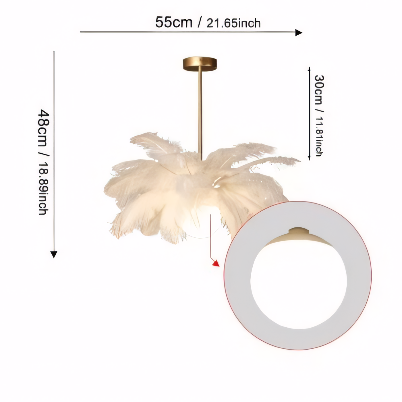 ∅ 21.7″ x H 18.9″/ Dia 55 cm x H 48 cm-1 Holder