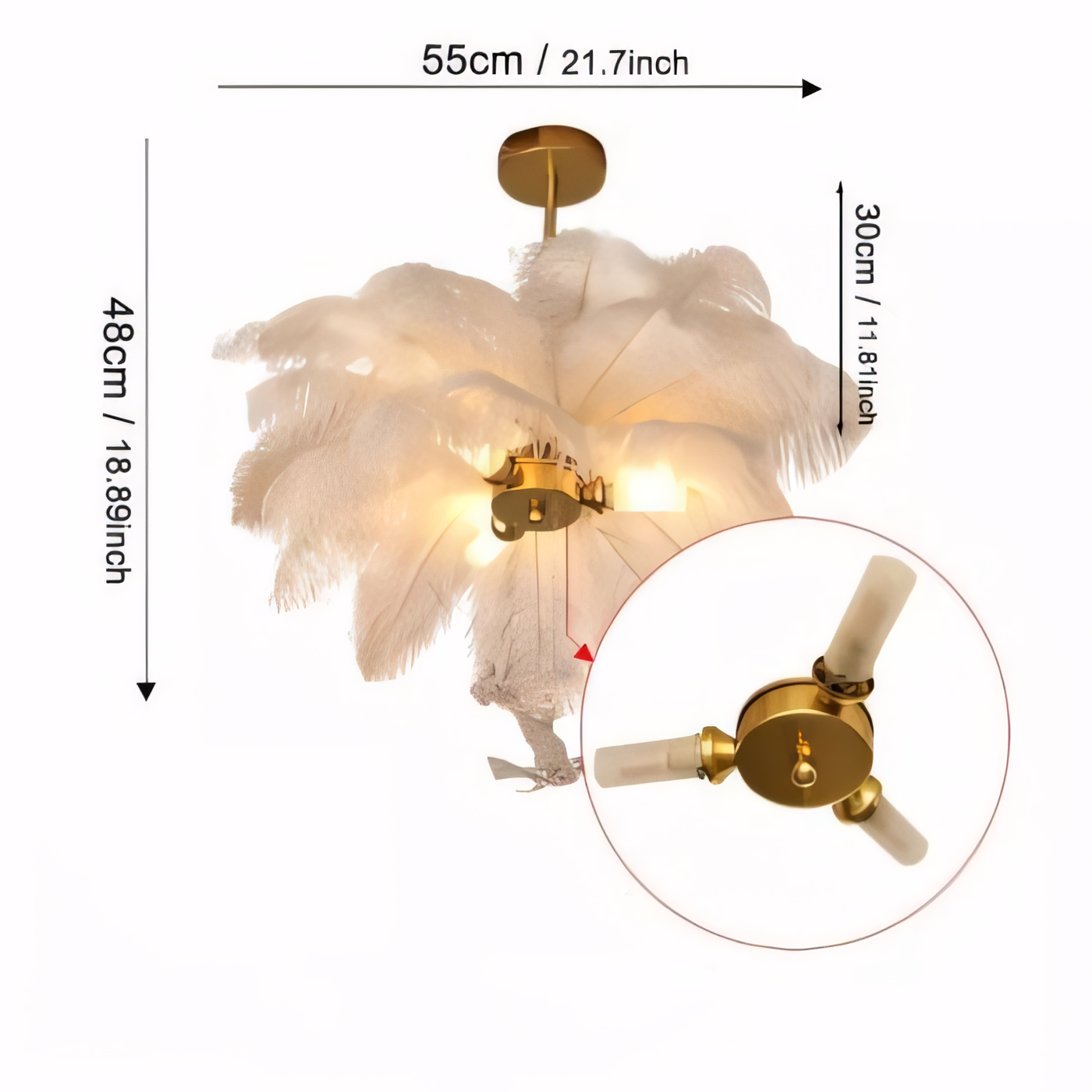 ∅ 21.7″ x H 18.9″/ Dia 55 cm x H 48 cm-3 Holder