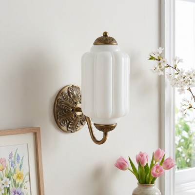 Cyrilith Vintage Milk Glass Oiled Brass Eloise Sconce — $159.00