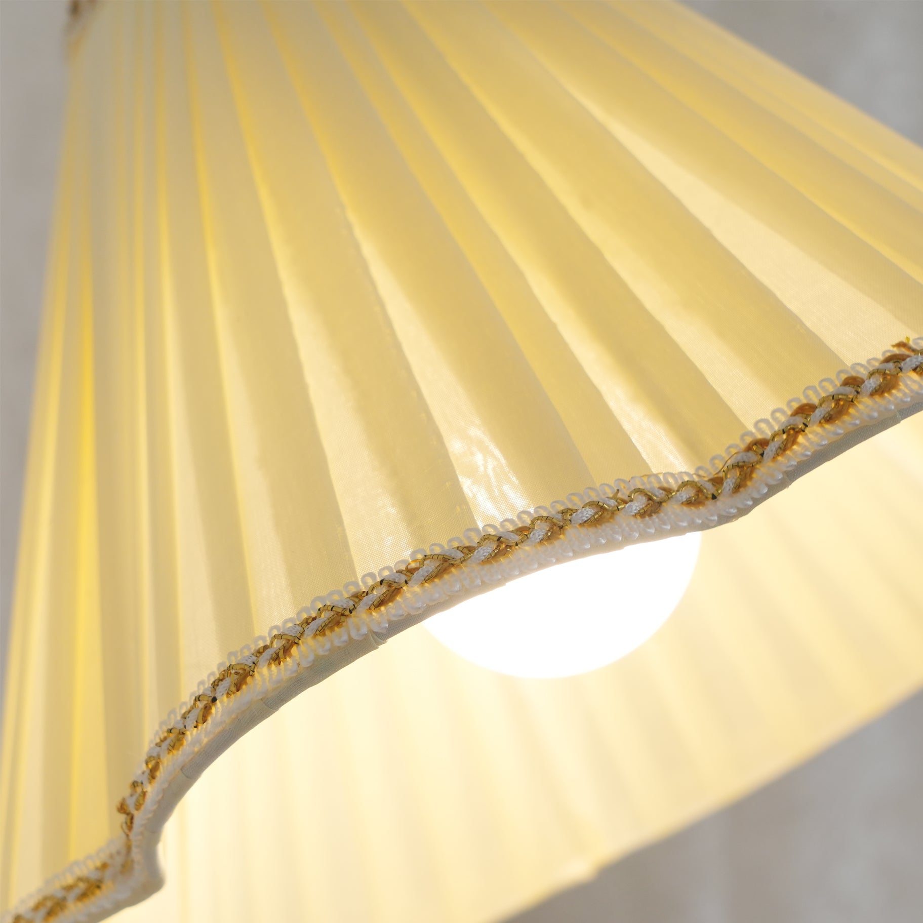 Delicate pleated fabric lampshade