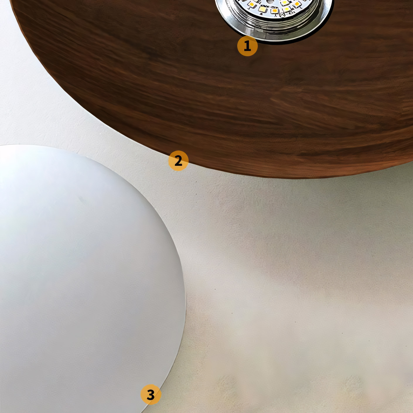 Wooden cone base ＋ Acrylic sphere