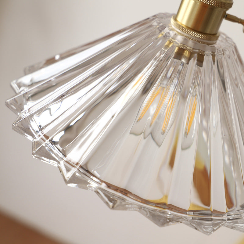 Clear ribbed glass pleated lampshade