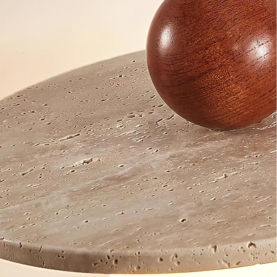 High-quality travertine + wooden decoration