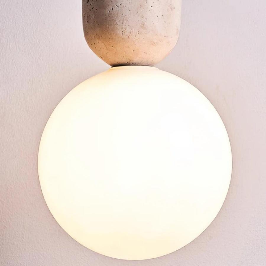 White spherical glass lampshade
