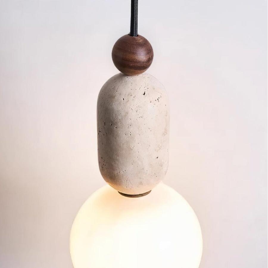 High-quality travertine + wooden decoration