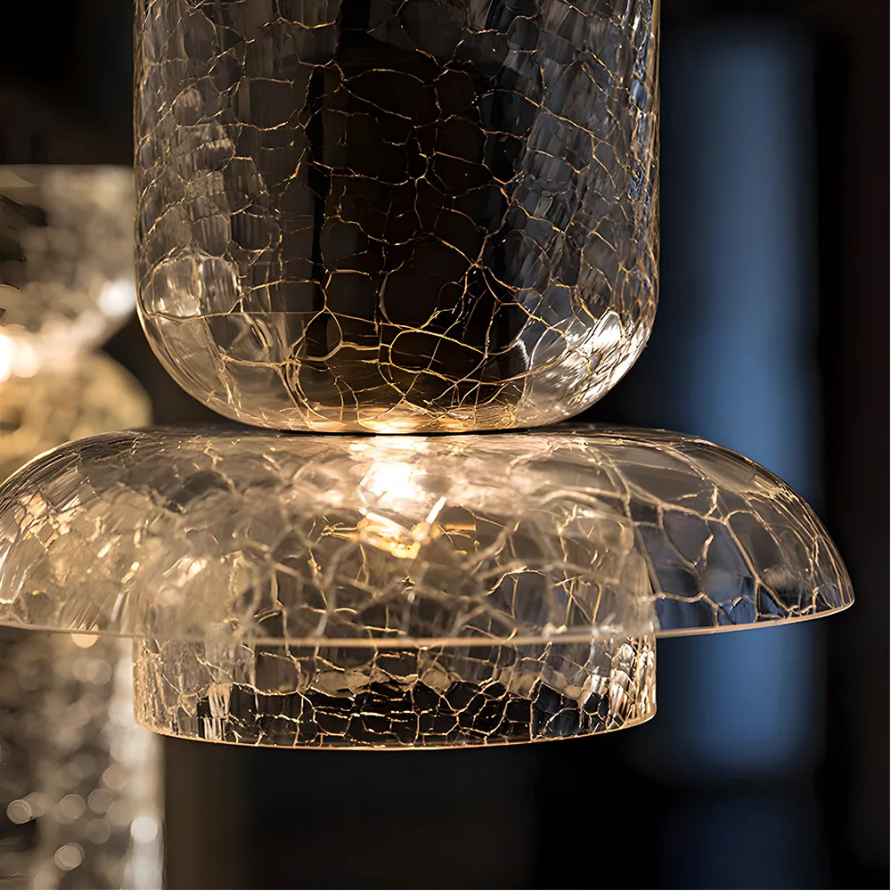 Cracked glass with light on