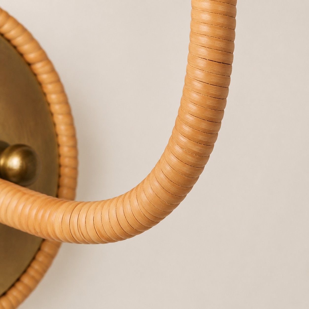 Rattan-wrapped lamp arm