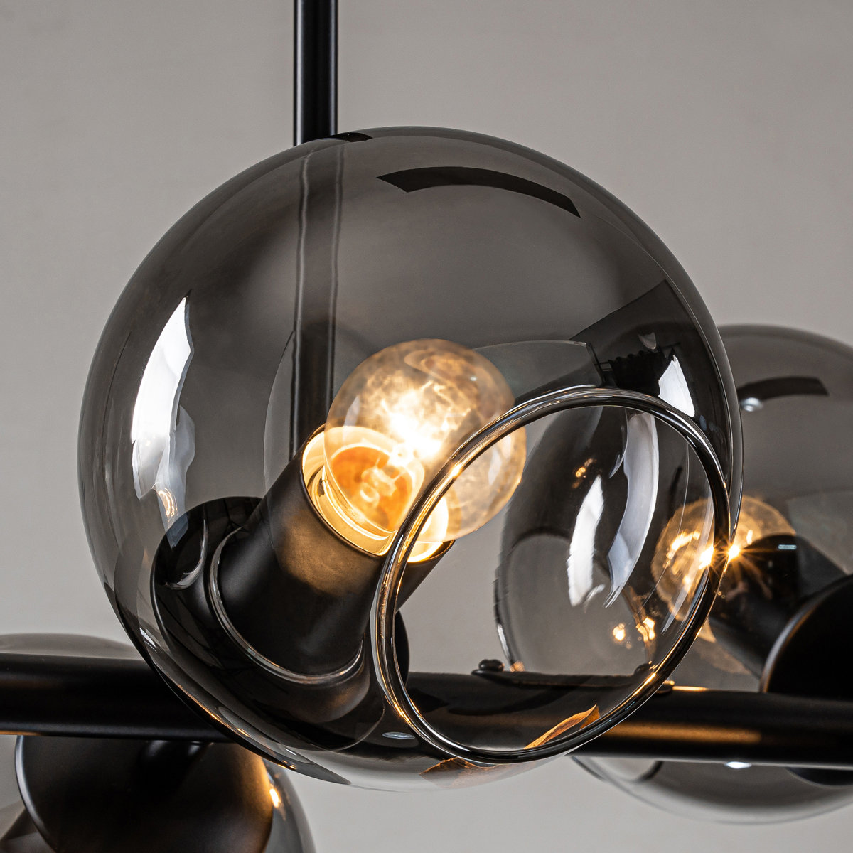 Thick textured black glass lampshade