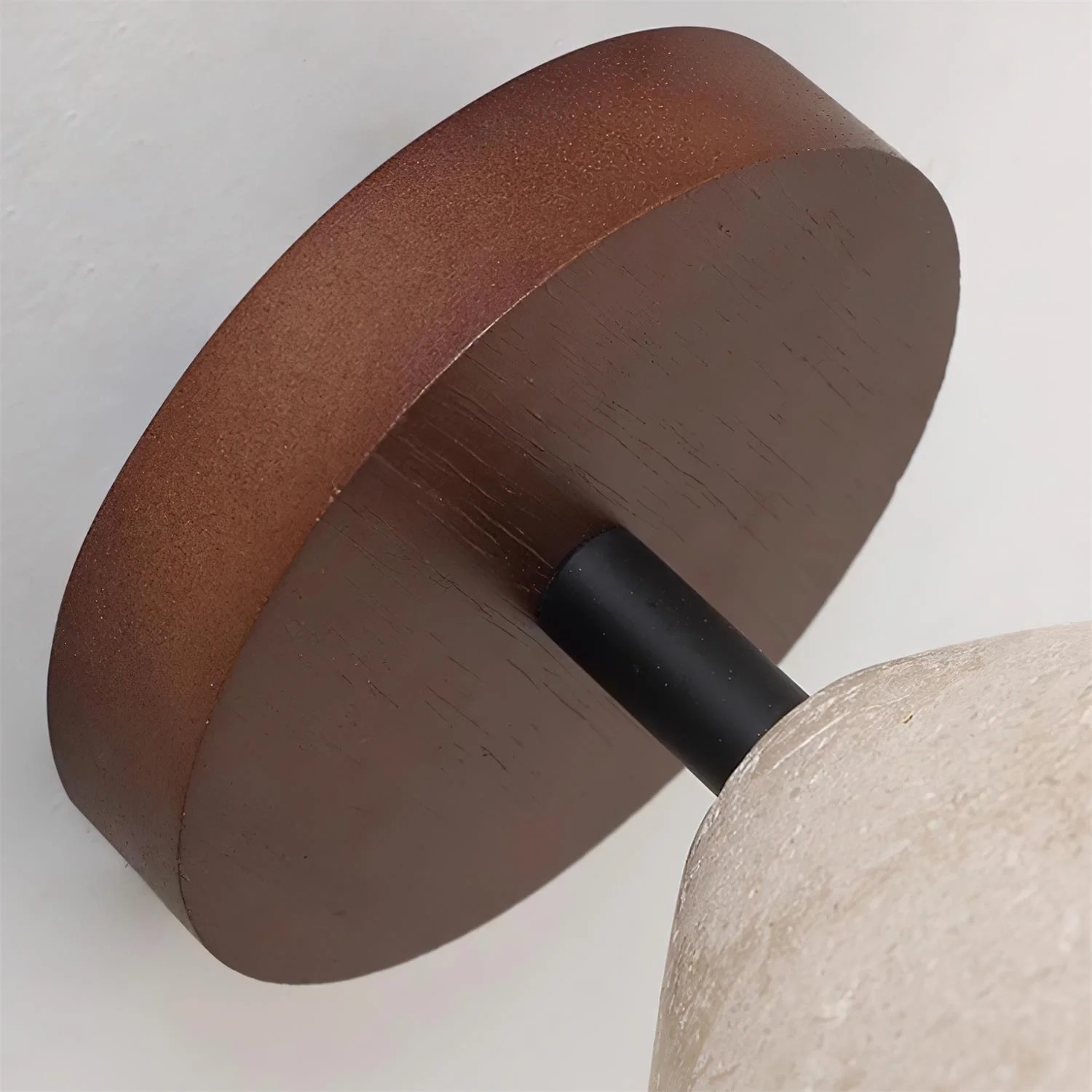 Walnut wood and black metal base