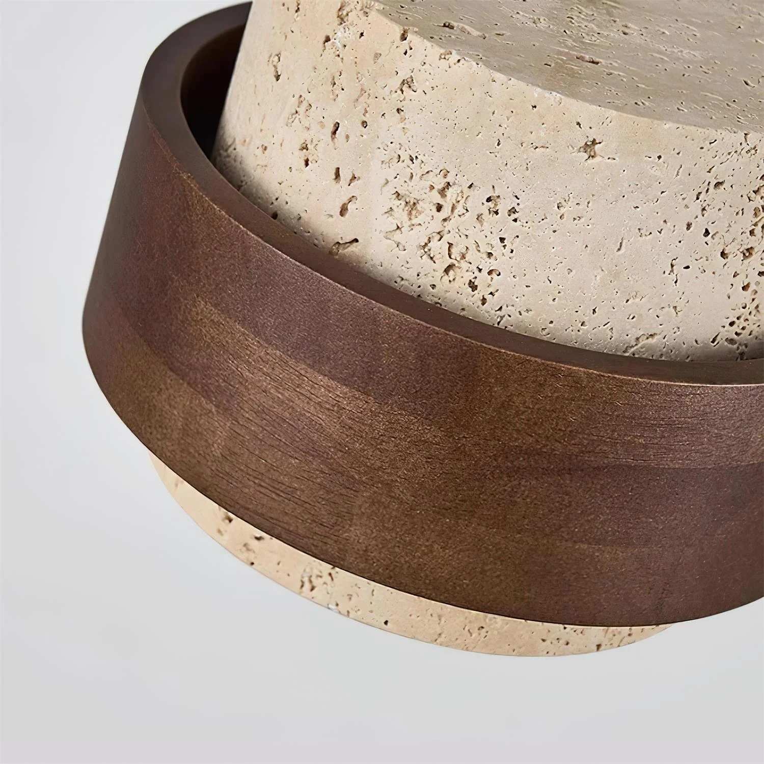 Textured Travertine & Rich Wood Finish