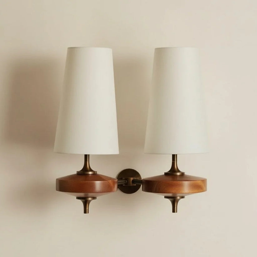 Walnut Color & White, 2 heads L 13.8″ x H 13.8″