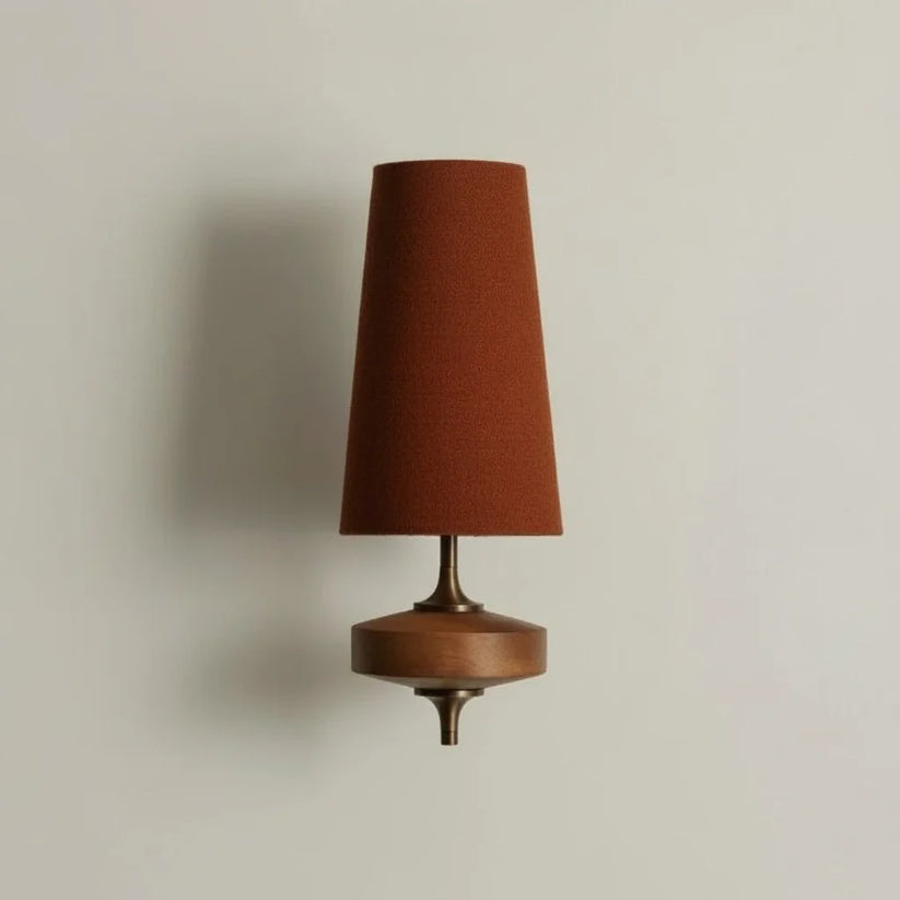 Walnut Color & Red, 1 head L 7.5″ x H 13.8″