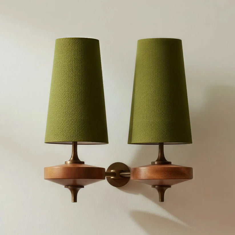 Walnut Color & Green, 2 heads L 13.8″ x H 13.8″