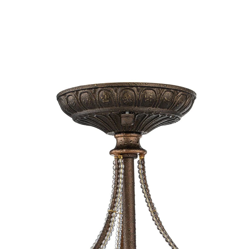 Crystal-beaded semi-flush fount