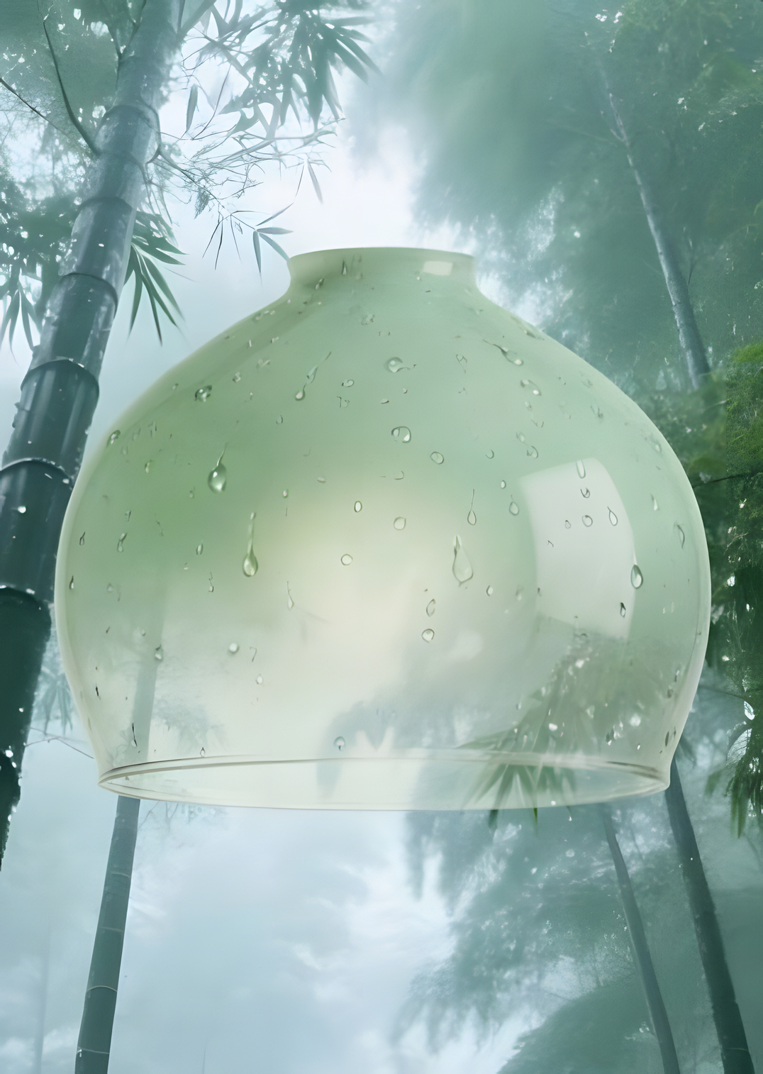 Whispers of a quiet bamboo grove, where light filters through leaves and nature breathes in soft green tones.