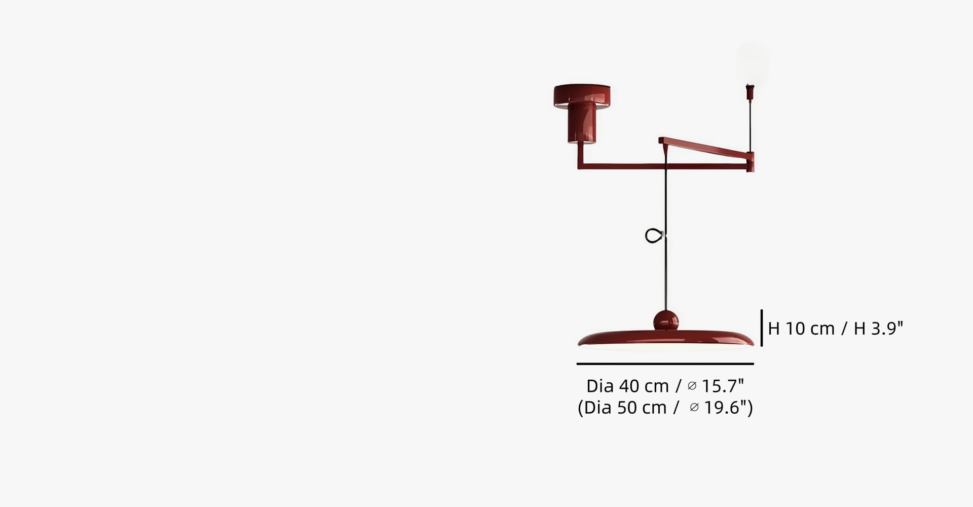 Product size — Dia 40 cm x H 10 cm / ∅ 15.7" x H 3.9" Dia 50 cm x H 10 cm / ∅ 19.6" x H 3.9"