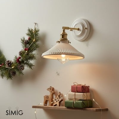 Vintage Ceramic & Brass Wall Sconce – Elegant Lighting for Bedrooms & Hallways T265 — €103.00