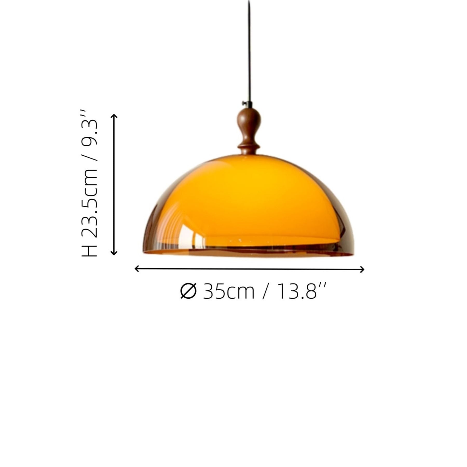 Product size — Size: Dia 35 cm x H 23.5 cm / ∅ 13.8" x H 9.3"