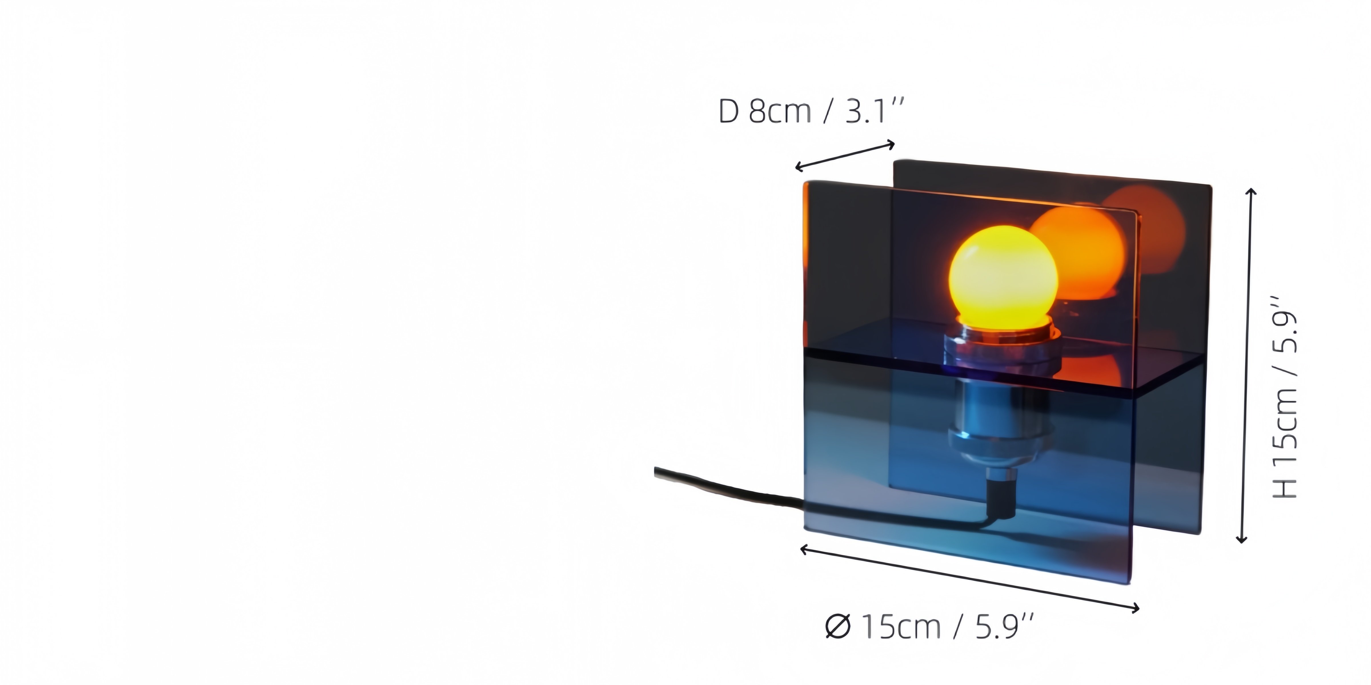 Product size — Size: Dia 15 cm × D 8 cm × H 10 cm / ∅ 8″ × D 3.1″ × H 5.9″ Size: W 10 cm × D 10 cm × H 20 cm / W 3.9″ × D 3.9″ × H 7.8″