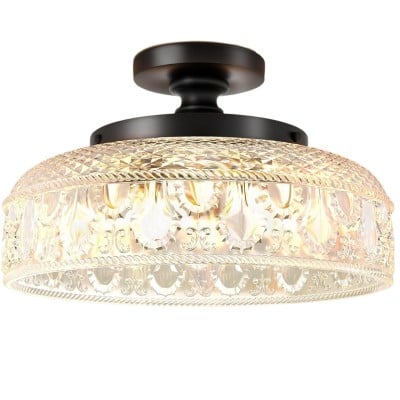 Retro Pattern Glass Semi-recessed Ceiling Lamp S203 — €150.00