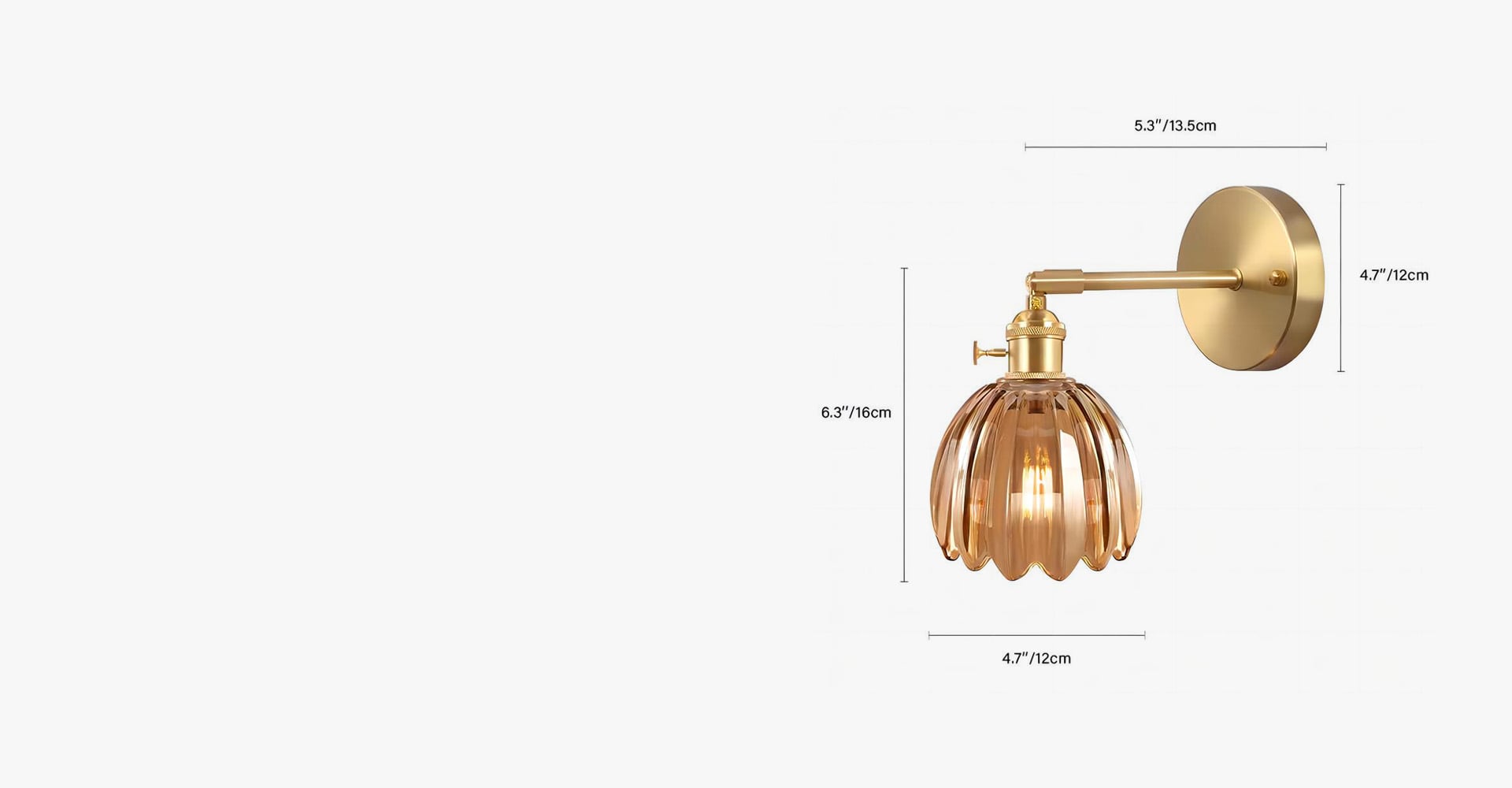 About Wall Lamp — 12 cm x H 16 cm/∅ 4.7″ x H 6.3″