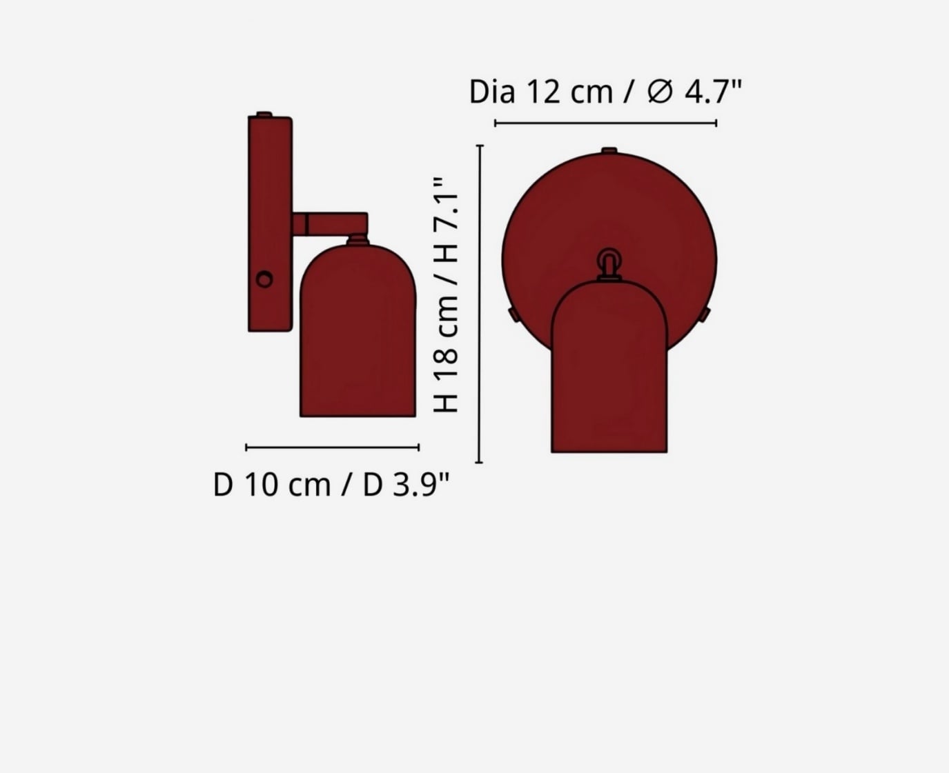 Product size — Size: Dia 12 cm × H 18 cm / ∅ 4.7″ × H 7.1″