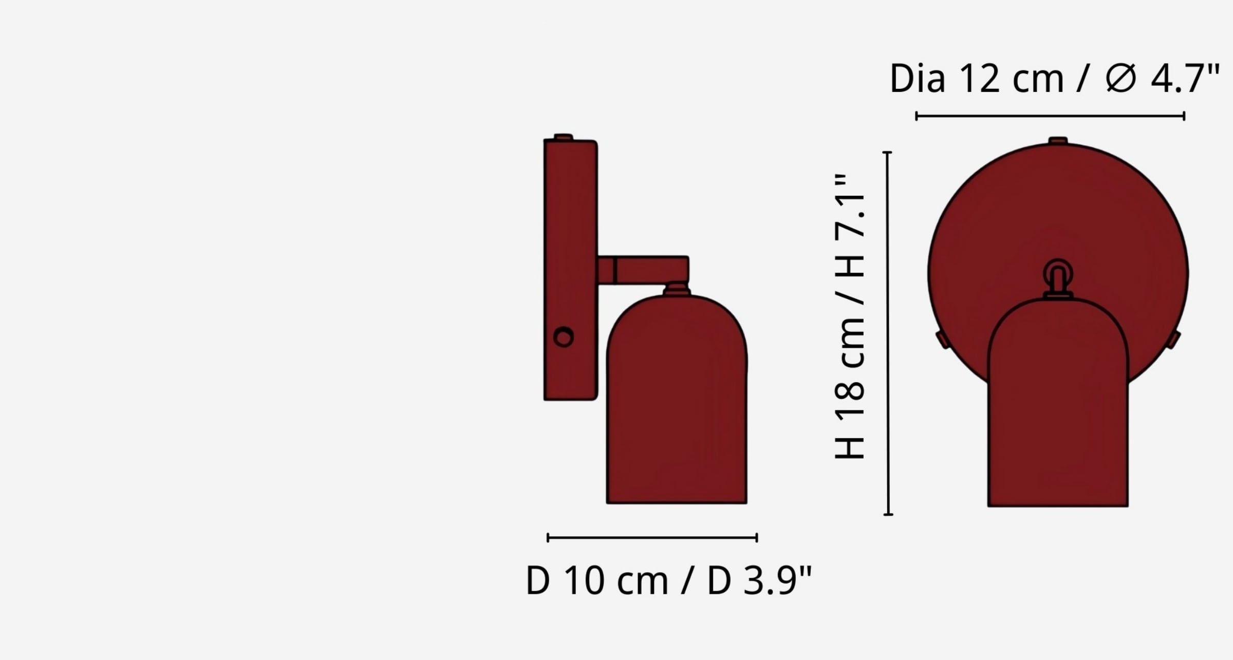 Product size — Size: Dia 12 cm × H 18 cm / ∅ 4.7″ × H 7.1″