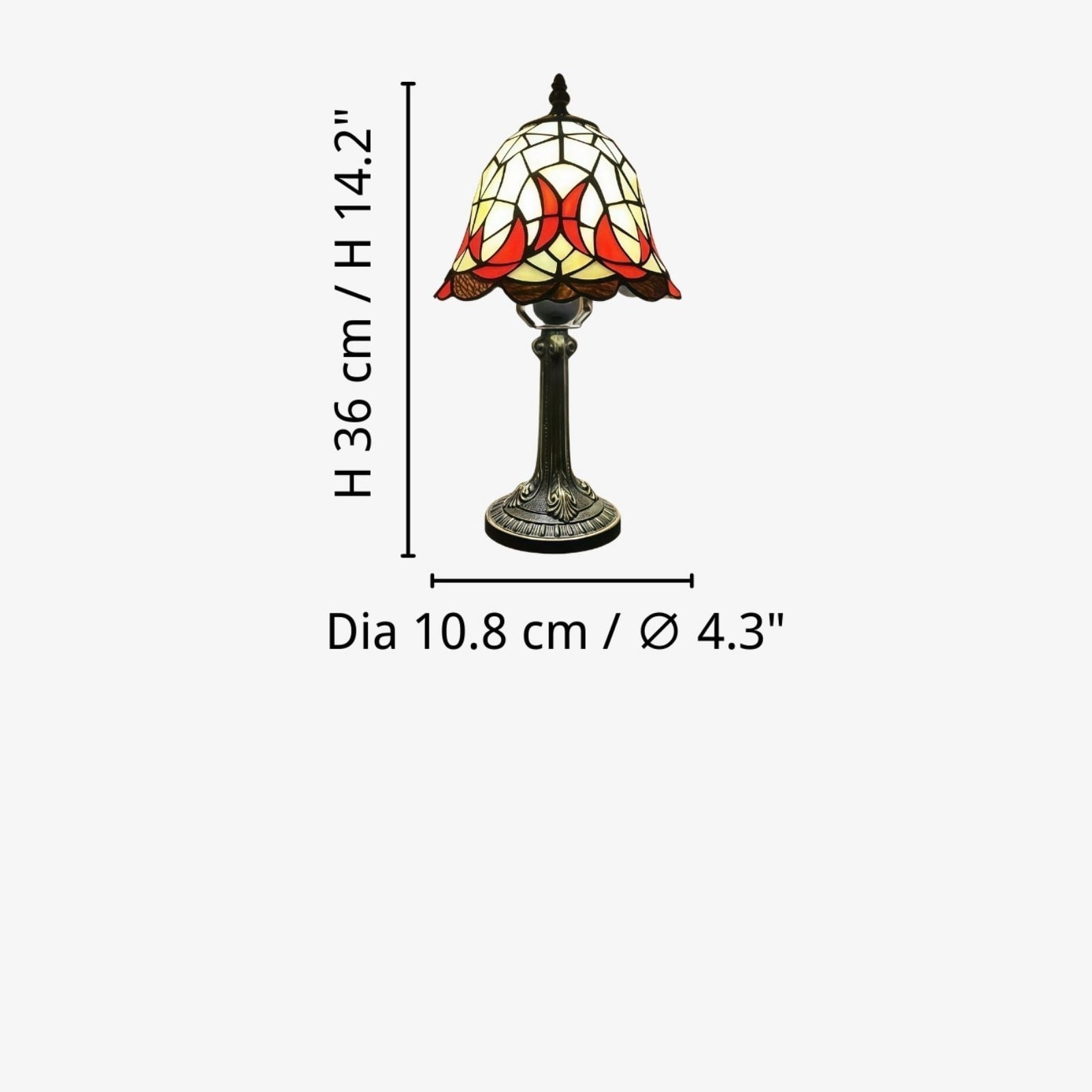 Product size — Size: Dia 10.8 cm × H 36 cm / ∅ 4.3″ × H 14.2″