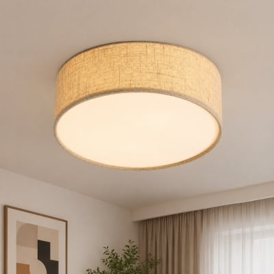 Dumora Linen Drum Ceiling Light – Modern Flush Mount Design T001 — zł359.75