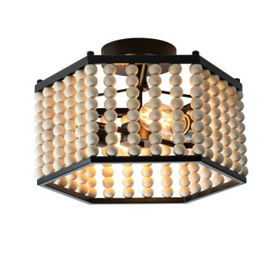 Rustic Hexagonal Wood Bead Ceiling Light S140 — €49.00