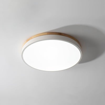 White Round Wooden Ceiling Lamp M197 — zł393.61