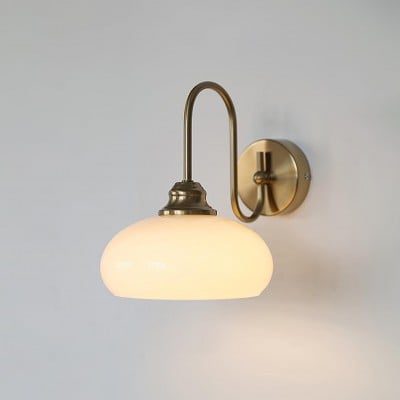 Bauhaus Wind Cream Glass Shade Metal Curved Pole Wall Sconce G45 — zł698.34