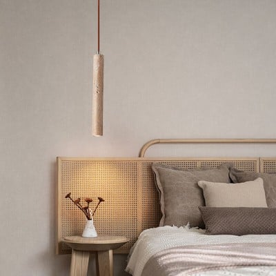 Japanese Wabi Sabi Yellow Travertine Cylinder 1-Light Pendant Light G33 — €92.00
