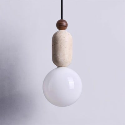 Wabi Sabi Travertine Glass Ball Pendant Light G17 — €186.00