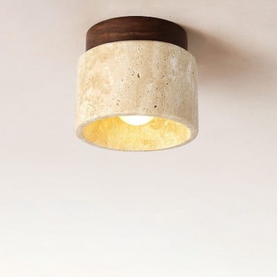 Natural Stone Travertine Ceiling Light - Minimalist Cylindrical Lamp G31 — €107.00