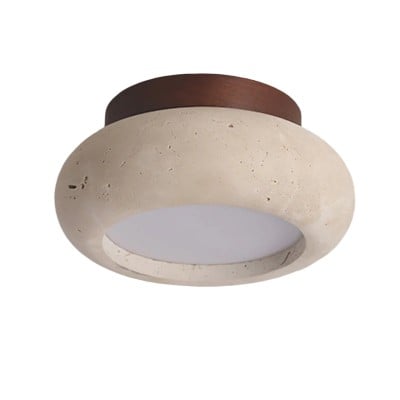 Minimal Bowl Ceiling Fixture in Stone Look - Wood Tone Base Light S299 — €75.00 (was €140.00) -€65.00