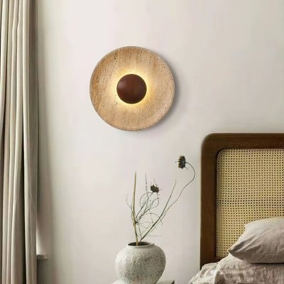 Medieval Yellow Travertine Wood Wall Lamp G28 — €128.00