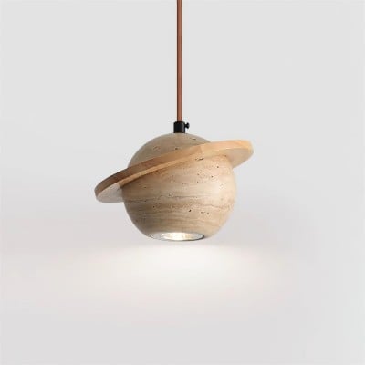 Travertine Sphere Pendant Light with Ring Detail - Kitchen Island Lighting M115 — €116.00