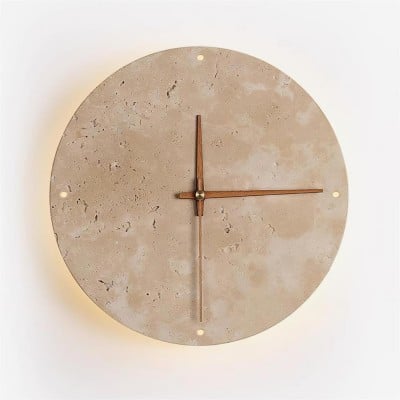 Round Stone Clock Wall Light - Wabi Sabi Lamp for Bedroom P079 — €137.00