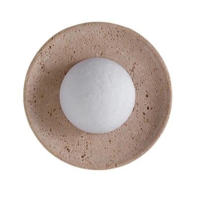 Wabi-Sabi Travertine Wall Light with Glowing Glass Globe S291 — €79.00 (was €148.00) -€69.00