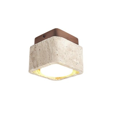 Natural Cube Design Travertine Ceiling Light With Wood Base S297 — €63.00 (was €116.00) -€53.00