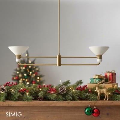 Calvor Adjustable Linear Chandelier – Porcelain & Bronze Pendant Light for Dining Rooms T126 — €302.00