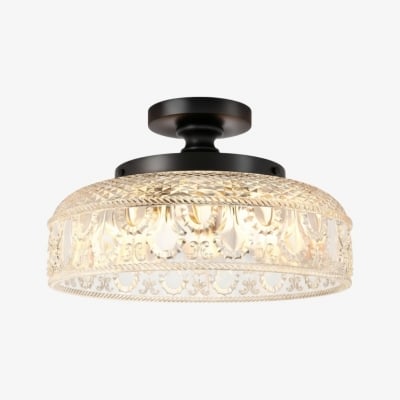 Zenarivo Vintage Floral Glass Semi Flush Mount - Cozy Bedroom Glow T1192 — €131.00
