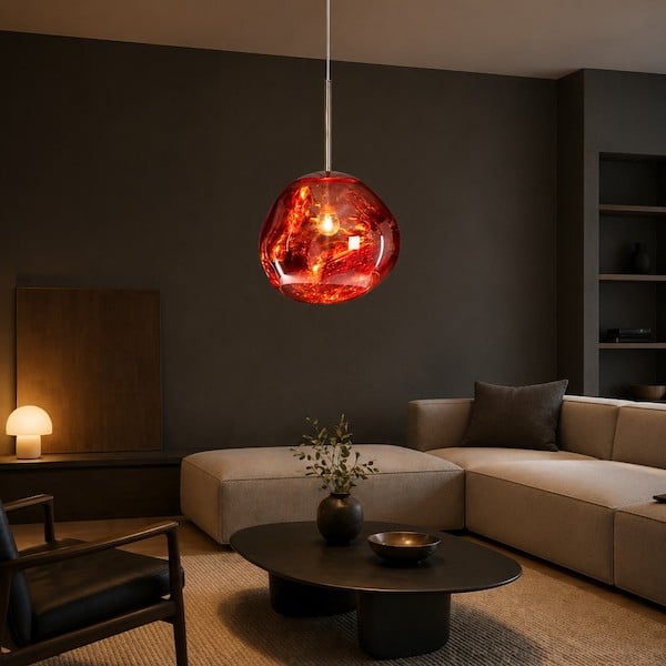 red-sculptural-glass-pendant-light-bold-interior