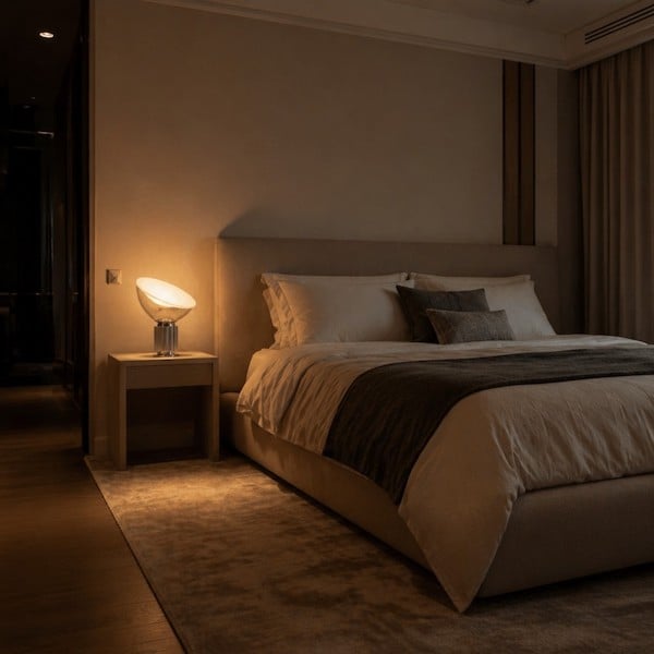 cozy-bedroom-ambiance-with-designer-glass-lamp