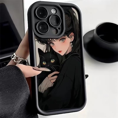 Angel Ladder Black Cat Girl For Apple 15promax Phone Case iPhone14 Girl 13 Dark Dark